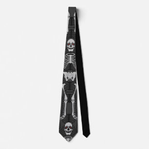 Black & White Skeletons Halloween Tie