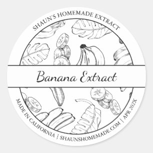 Black & White Sketch Banana Extract label