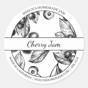 Black & White Sketch Cherry Jam label