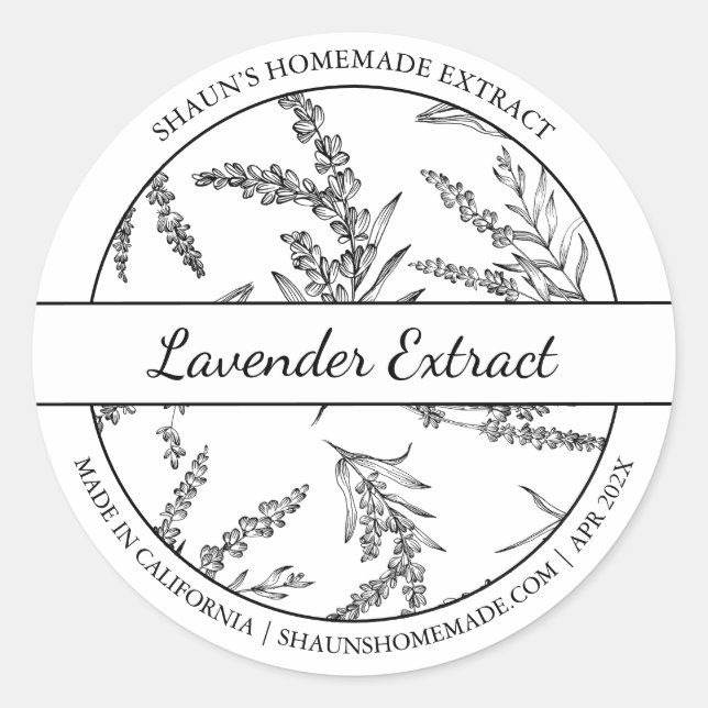 Black & White Sketch Lavender Extract label (Front)