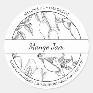 Black & White Sketch Mango Jam label