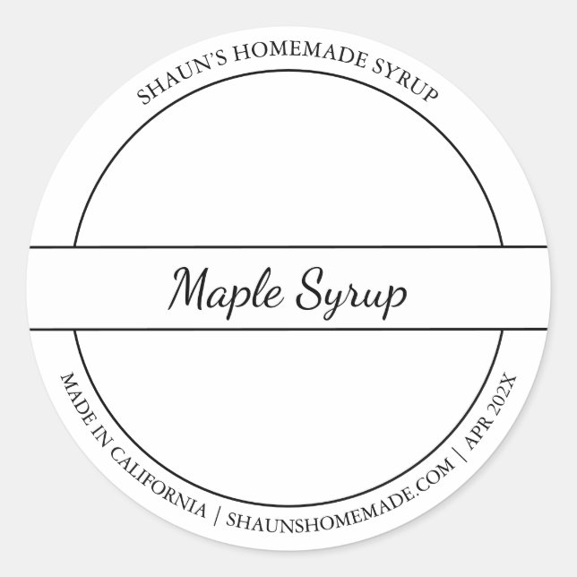 Black & White Sketch Maple Syrup label (Front)