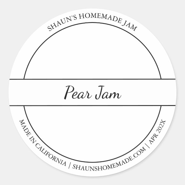 Black & White Sketch Pear Jam label (Front)