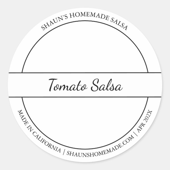 Black & White Sketch Tomato Salsa Label (Front)