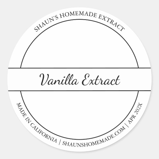 Black & White Sketch Vanilla Extract label (Front)