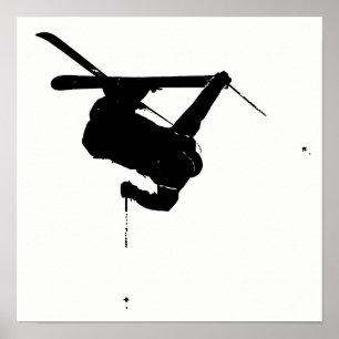 Black & White Skier Poster