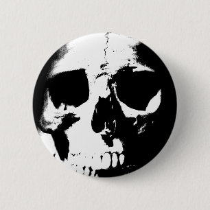 Black & White Skull 6 Cm Round Badge