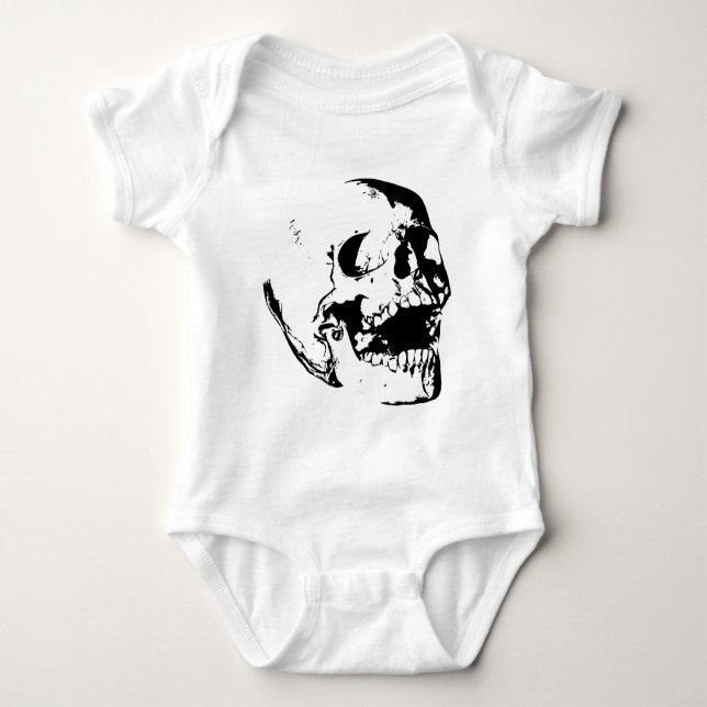 Black White Skull Baby Bodysuit (Front)
