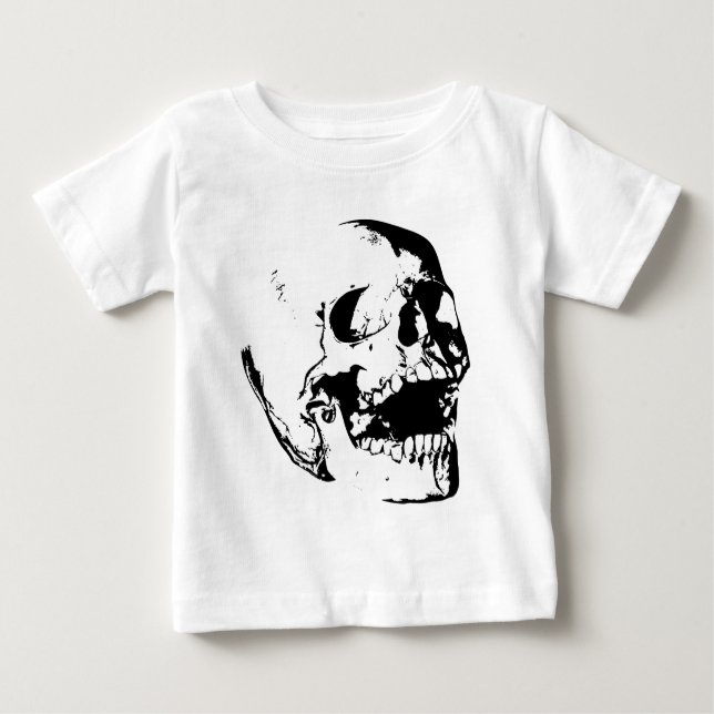 Black White Skull Baby T-Shirt (Front)