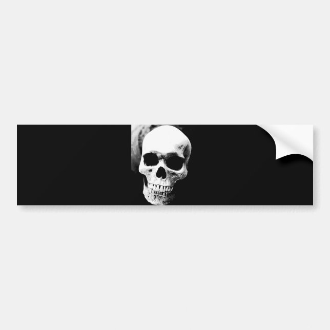 Black & White Skull Bumper Sticker (Front)