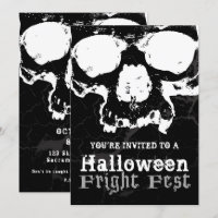 Black & White Skull Grungy Halloween Fright Party