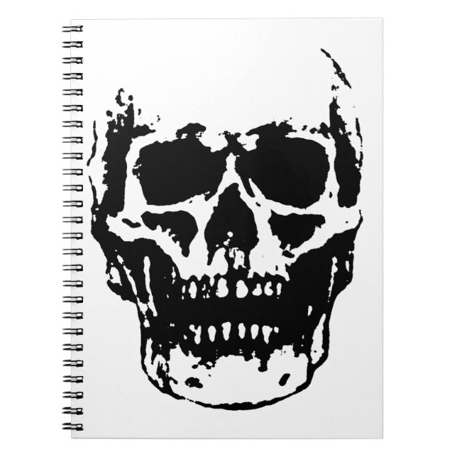 Black White Skull Pop Art Spiral Notebook (Front)