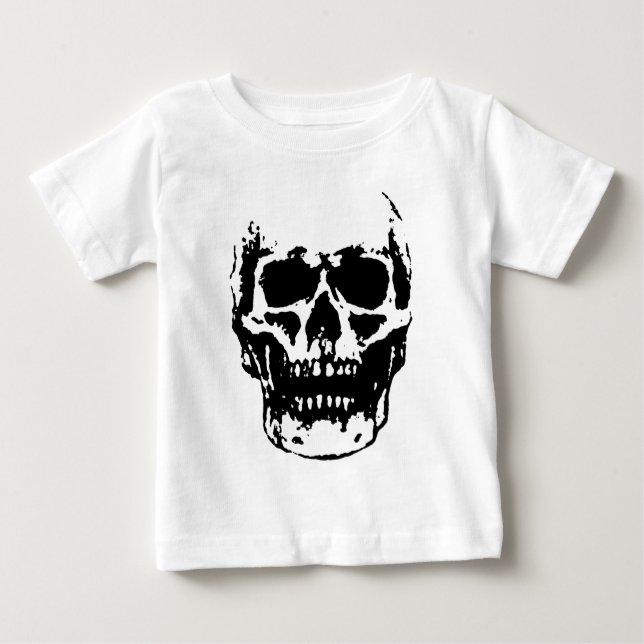 Black White Skull Pop Artwork Baby T-Shirt (Front)