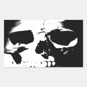 Black & White Skull Rectangular Sticker