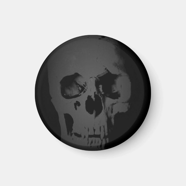 Black White Skull Skeleton Fantasy Art Heavy Metal Magnet (Front)