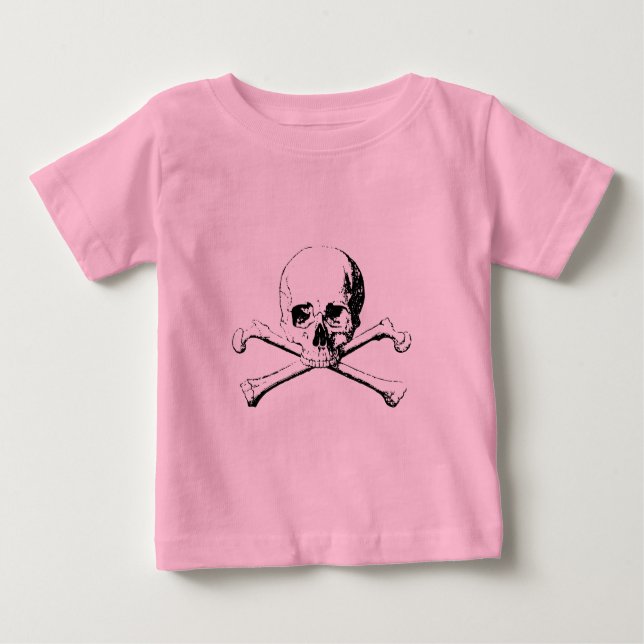 Black & White Skull & the Bones Baby T-Shirt (Front)