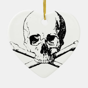 Black & White Skull & the Bones Ceramic Tree Decoration