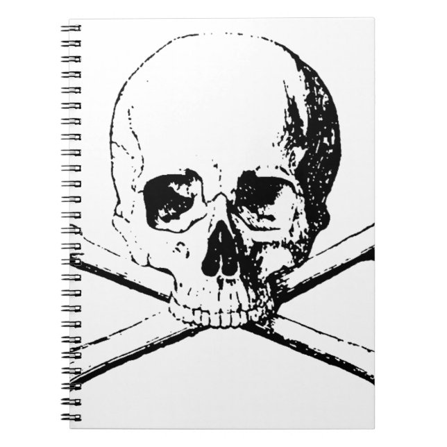 Black & White Skull & the Bones Spiral Notebook (Front)