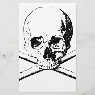 Black & White Skull & the Bones Stationery