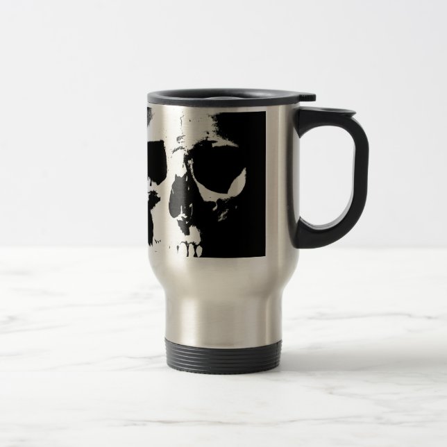 Black & White Skull Travel Mug (Right)