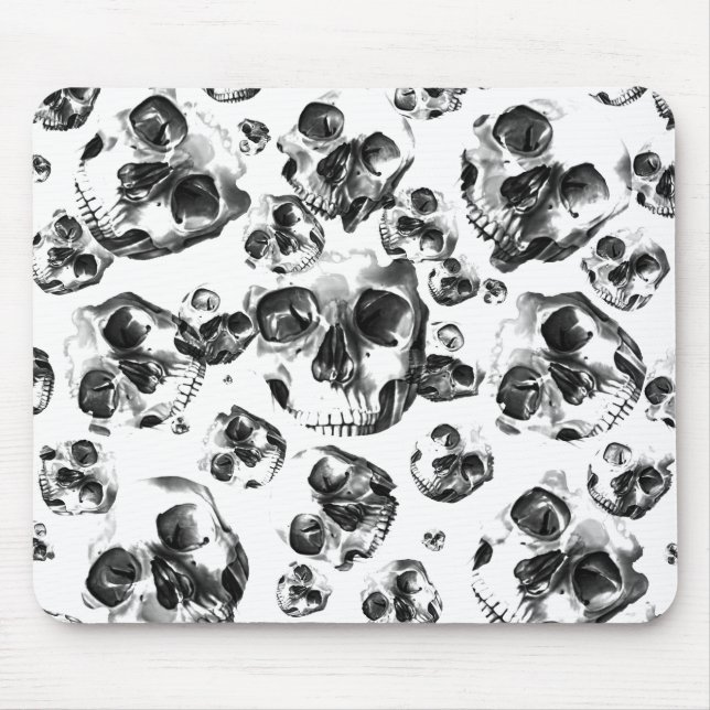 Black & White Skulls Skeleton Skull Art Pattern Mouse Pad (Front)