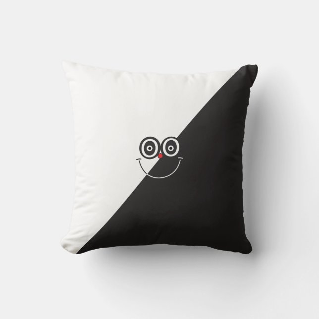 Black & White Smile Face Pillow (Front)
