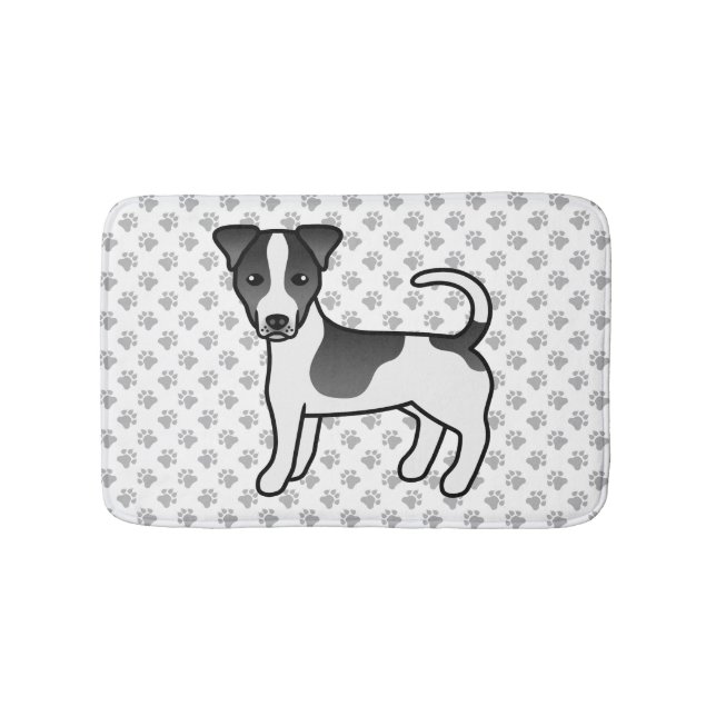 Black & White Smooth Coat Jack Russell Terrier Dog Bath Mat (Front)