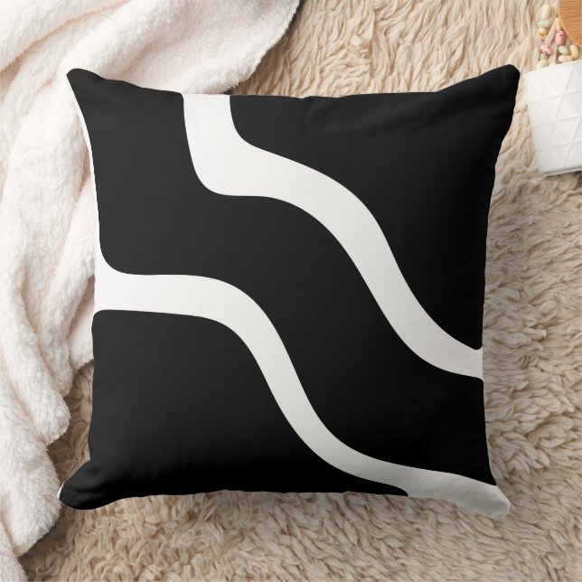 Black & White Smooth Shapes Pattern Simple Art Cushion (Blanket)