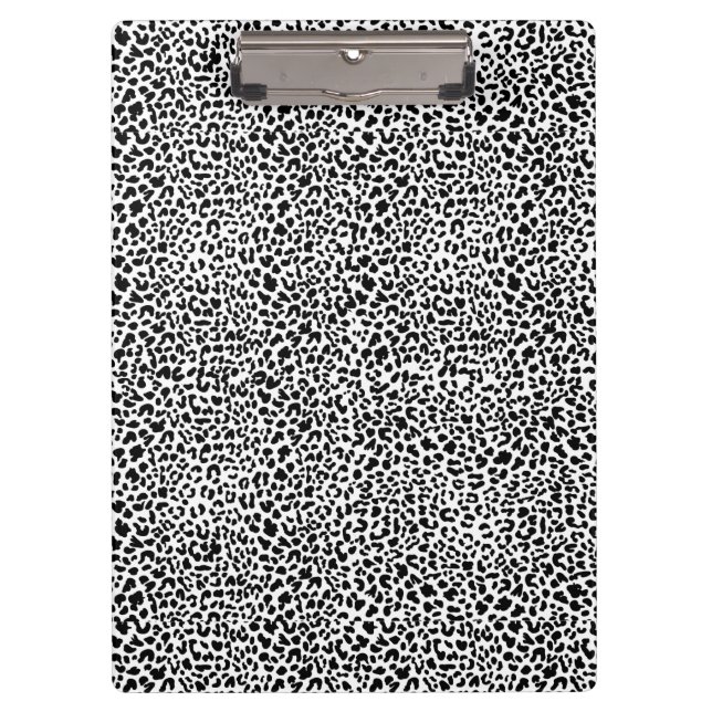 Black & white snow leopard print  clipboard (Front)