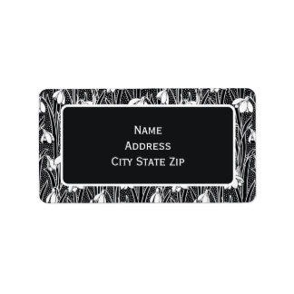 Black & White Snowdrop Pattern Address  Label