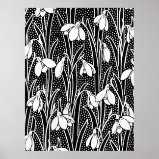 Black & White Snowdrop Pattern  Poster