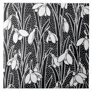 Black & White Snowdrop Pattern  Tile