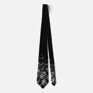 Black White Snowflake Christmas Holiday Tie