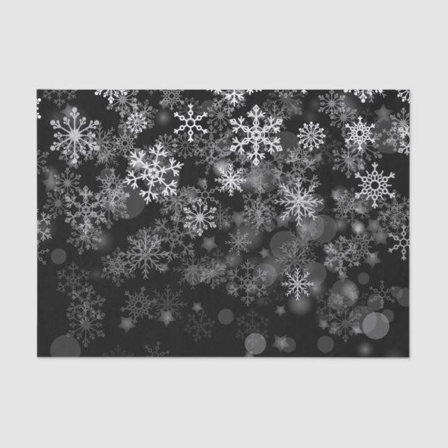 Black White Snowflake Christmas Holiday  Tissue Paper (Front)