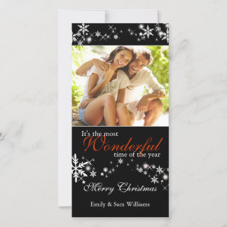 Black & White Snowflakes Chic Holiday Photo