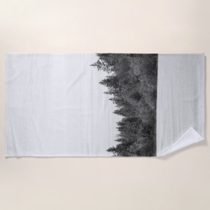 Black & White Snowy Pine Trees Dream 1 Beach Towel