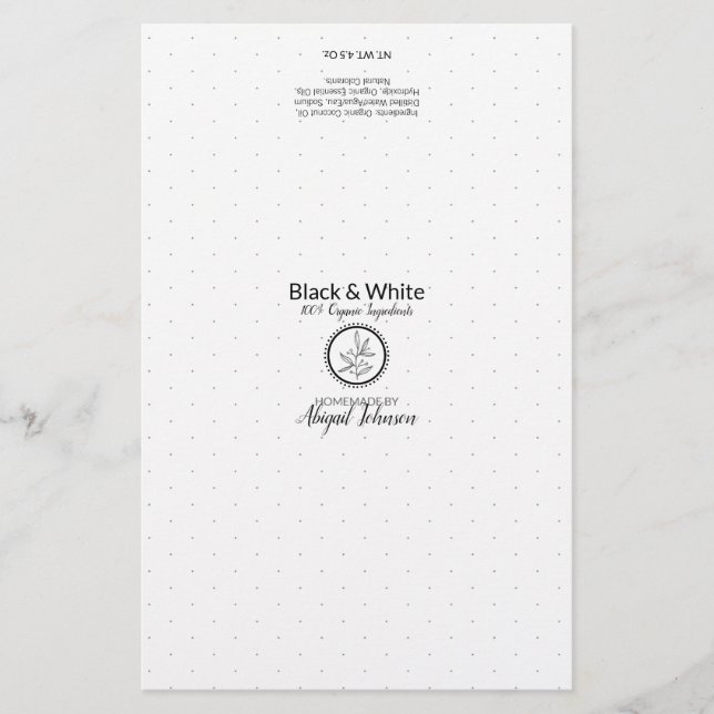 Black & White Soap Packaging Wrapper | Linen Paper (Front)