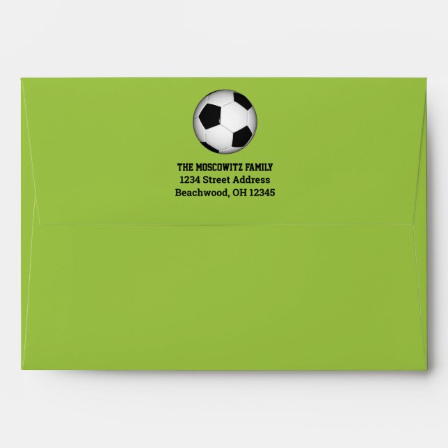 Black, White Soccer Ball Bar Mitzvah Envelope (Back (Top Flap))