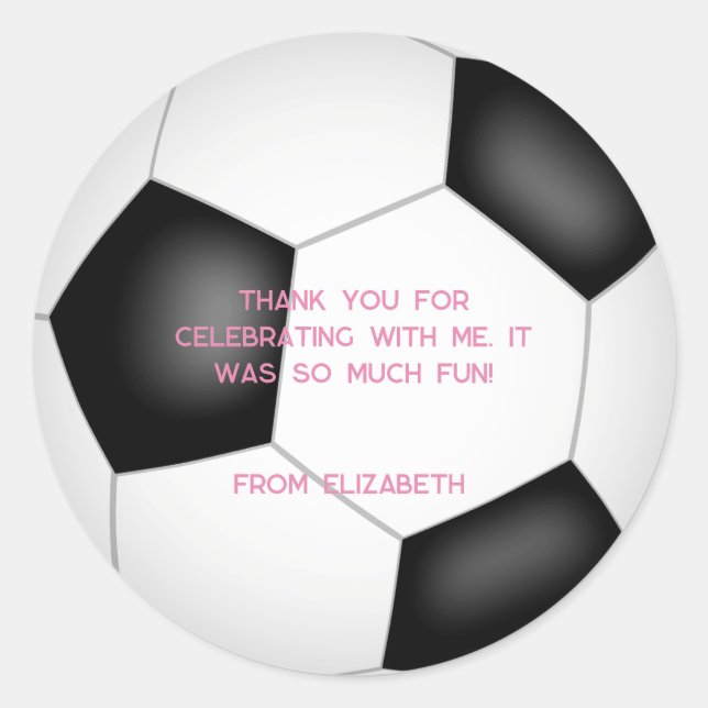 black white soccer ball kids birthday party classic round sticker (Front)