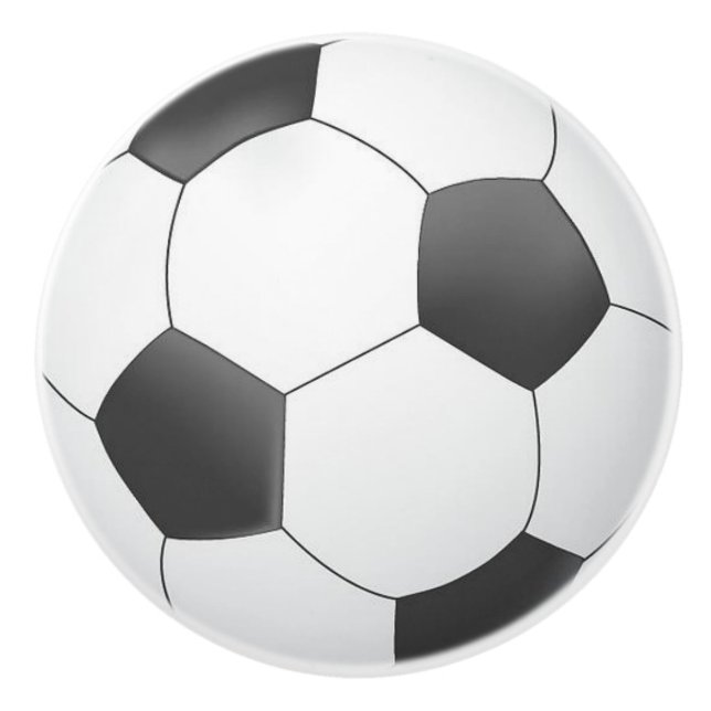 Black & White Soccer Ball Printed Ceramic Knobs (Front)