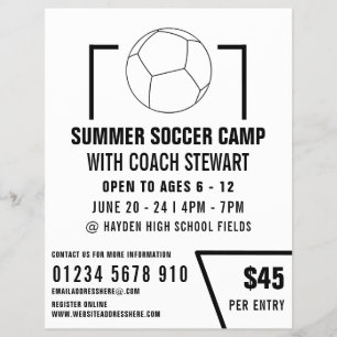 Black & White Soccer ball, Soccer Camp Advertising Flyer
