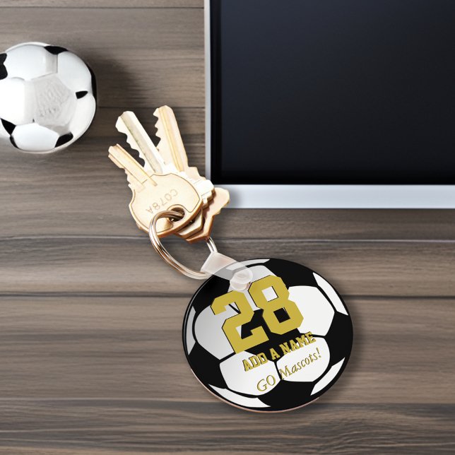 Black White Soccer Ball Team Player•Custom Key Ring (Creator Uploaded)
