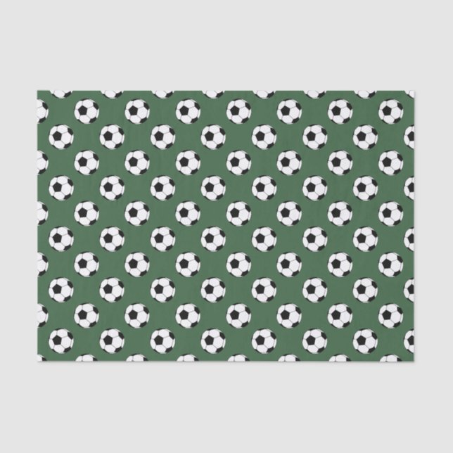 Black/White Soccer Football Balls, Hunter Green Tissue Paper (Front)