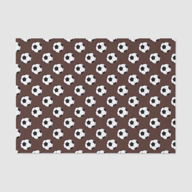 Black/White Soccer Football Balls on Brown Tissue Paper (Front)