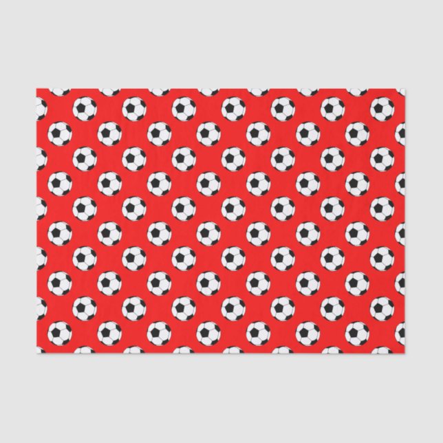 Black/White Soccer Football Balls on Red Tissue Paper (Front)
