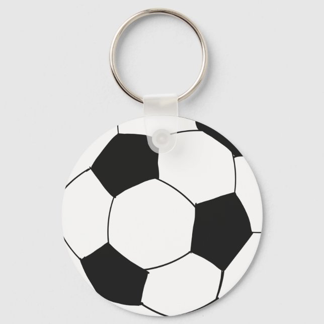 Black White Soccer Football Sports Birthday Favour Key Ring (Front)