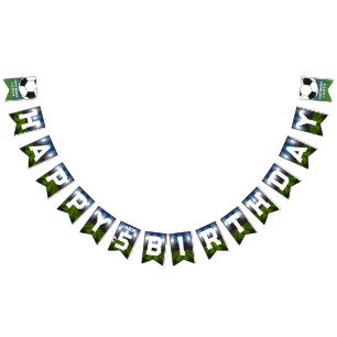 Black White Soccer Football Sports Birthday Party Bunting