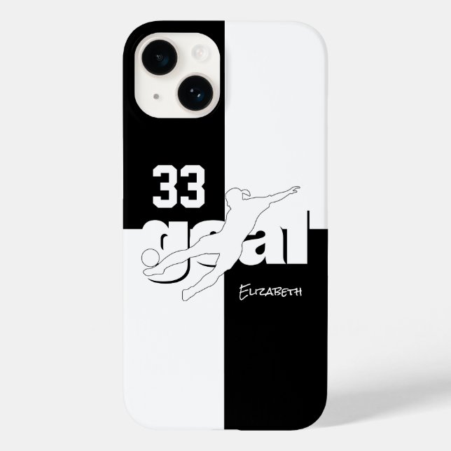black white soccer girl's name jersey number Case-Mate iPhone case (Back)