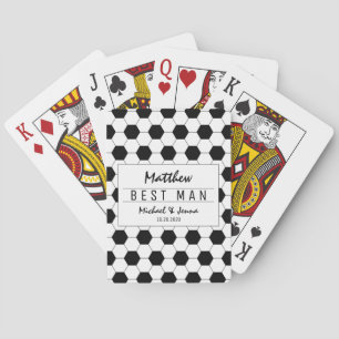 Black White Soccer Personalised Best Man Wedding Playing Cards