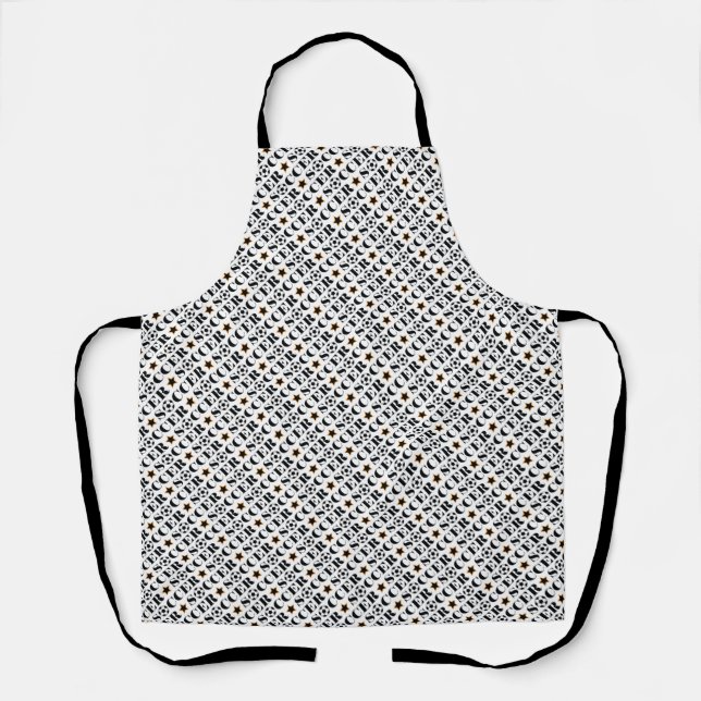 Black & White Soccer Sport Typography Pattern Apron (Front)